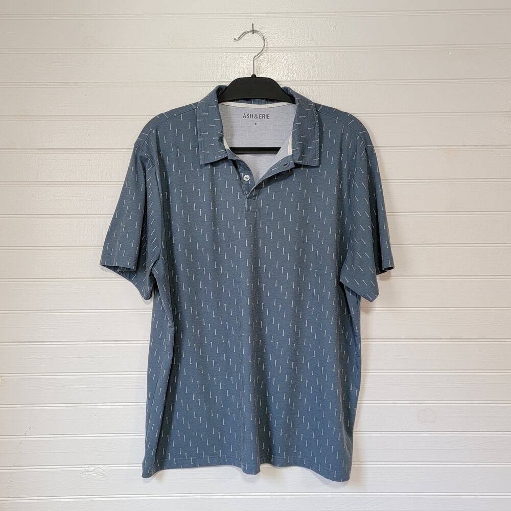 Ash & Eerie Short Sleeve Polo Shirt Size XL All Over Print AOP Golf Tee Stretch